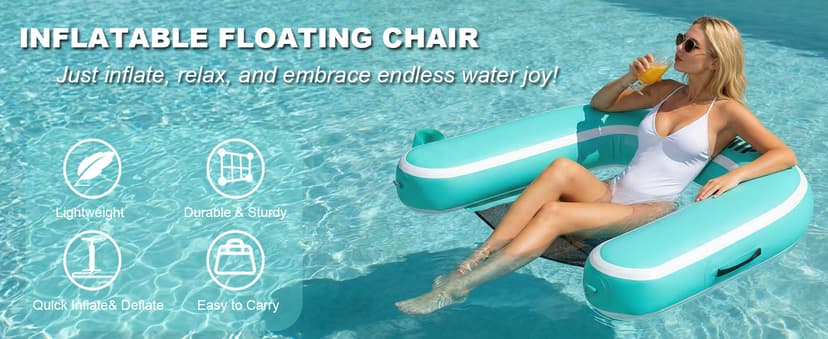 Inflatable Pool Float Chair for Lake Floating Pool Chairs Heavy Duty Floating Chair Lake Floats for Adults Pool Chair Floats Pool River
