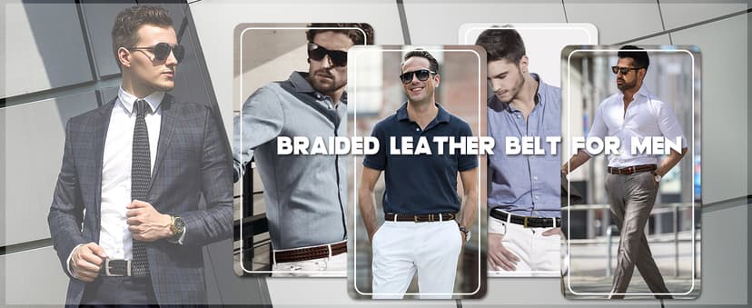 BELTROAD Braided Leather Belt for Men Casual Jeans Golf, Men's Leather Woven Alloy Buckle Hand Braided Belts Gift for Men