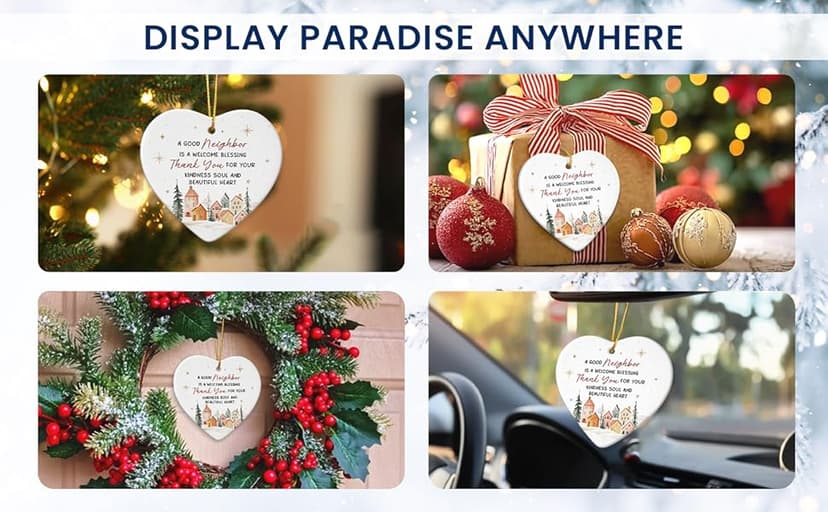 Neighbors Ornament 2025 - Thank You Gifts for Good Neighbors and Friends Next Door, Xmas Appreciation Gift for Women Man, Ceramic Ornaments for Christmas Tree Decor, Cute for Neighbor