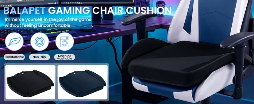 BALAPET Ultra Soft Gaming Chair Cushion for Long Sitting Gamers,Tailbone Pain Reduce Cushion for Office Chair(Black)