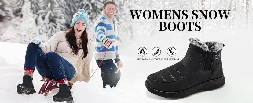 Ecetana Womens Snow Boots Winter Shoes: Ankle Booties Warm Fur Lined Waterproof Non-Slip Boots for Women