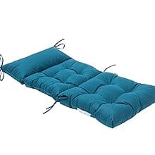 QILLOWAY Outdoor Rocking Chair Cushion 43.4x21 Inch, 100% Polyester Waterproof Patio Rocking Chair Cushion, High Back Weatherproof Chair Pad for Adirondack & Outdoor Furniture, Peacock Blue