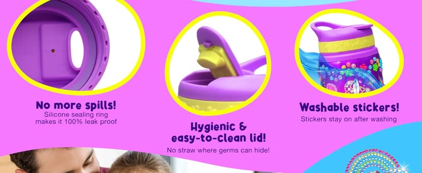 PURPLE LADYBUG Decorate Your Own Water Bottle Kit for Girls - Gifts for Ages 5 6 7 8 9 10 Year Old Girl Birthday, Girl Christmas Gifts Unicorn Toys Crafts Kids Ages 6-12