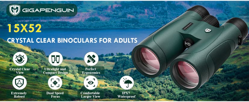 15x52 HD Binoculars for Adults High Powered with Upgraded Phone Adapter - Large View Binoculars with Clear Low Light Vision - Lightweight Waterproof Binocular for Bird Watching Travel Hunting Cruise