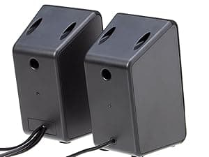 Amazon Basics USB-Powered Computer Speakers with Volume Control for Desktop or Laptop PC, Compact Size, Headphone Jack, Portable, Plug-N-Play, Black