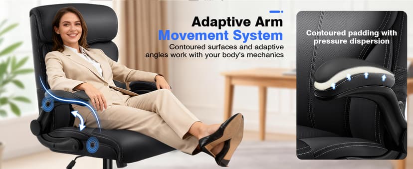 AreShark Office Chair - Executive High Back Breathable Comfy Desk Chair with Lumbar Support - Ergonomic Leather Rolling Swivel Computer Chair with Rock Function for Working Studying Gaming Relaxing