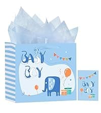 Black Birthday Gift Bag with Tissue Paper and Greeting Card, 13'x10.2'x4.9', Medium (1-Piece Set, Black Starry Sky, Unisex, Includes Card, Ribbon, Crinkle Paper)