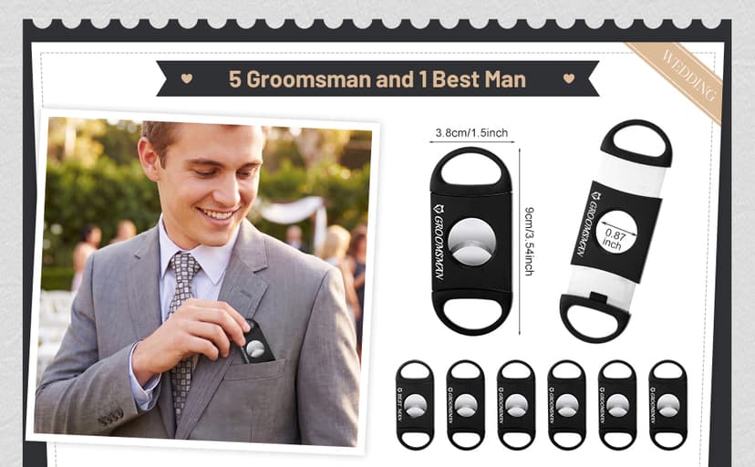 Lasnten 6 Pcs Groomsmen Wedding Gift for Best Man Groomsman, Stainless Steel Cutter for Best Groomsmen Gift Wedding Favors(5 Groomsman and 1 Best Man) B0DP7DBHLW
