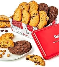 David's Cookies Merry Christmas Mini Cookies in Sweet Sampler Tin - Assorted Mini Christmas Cookies with Chocolate & White Chocolate Chip and Red Velvet - Gourmet Cookie Gift Basket for Holidays 14oz