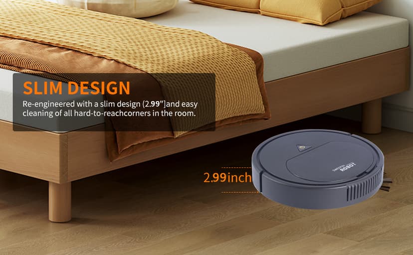 Robot Vacuum Cleaner, One-Touch Start, Slim Design, Rechargeable Robot Vacuum and Mop, Suitable for Cleaning Paper Scraps, Pet Hair and Hard Floors Pet Hair Specialist Robot Vacuum.