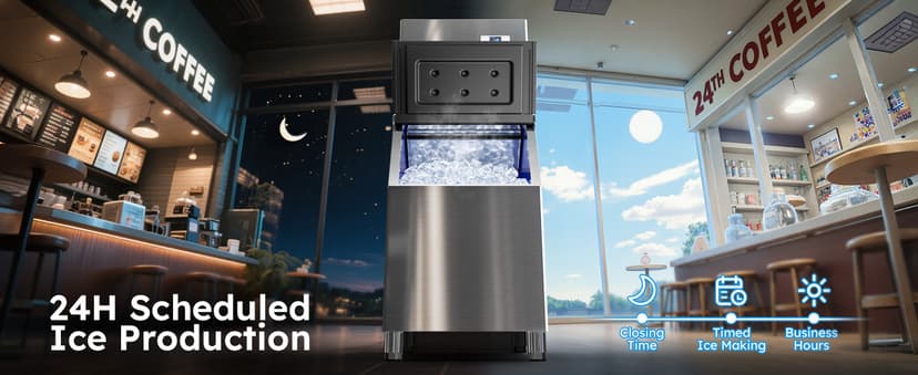 Commercial Ice Maker Machine 680Lbs/24H with 560LBS Storage Bin, Industrial Ice Machine, Self Cleaning, ETL Certified, Ice Ready in 5-15min, Perfect for Restaurant Bar Cafe,Silver