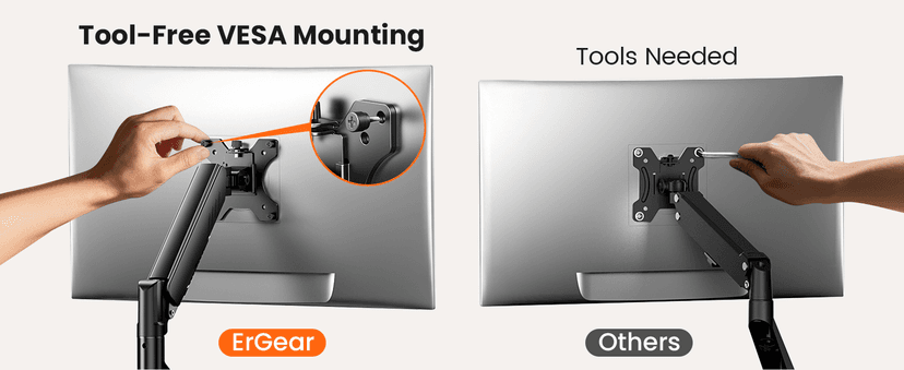 ErGear Single Monitor Arm, Fully Adjustable Monitor Mount for 13–34 Inch Screens, Fast Install Computer Monitor Stand with Tool-Free VESA Mount, Cable Management, Holds 19.8 lbs, Max VESA 100x100mm