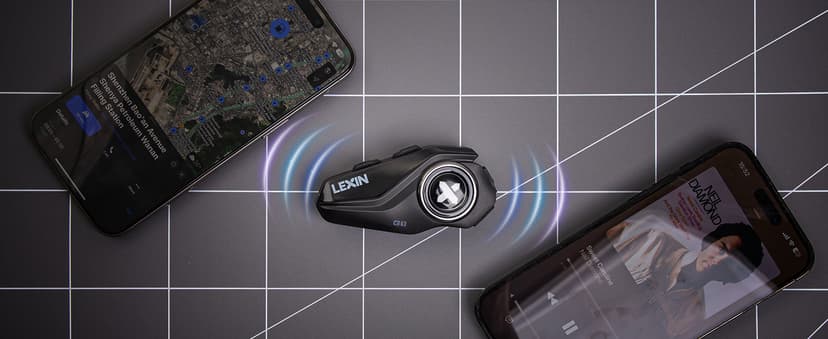 LEXIN G1 Motorcycle Helmet Bluetooth Headset, Helmet Speakers with 2 Type Microphones, Waterproof Motorcycle Headphones with HD Stereo Sound, Hands-Free Call/Music/GPS, 4 Color Faceplates, Single Use
