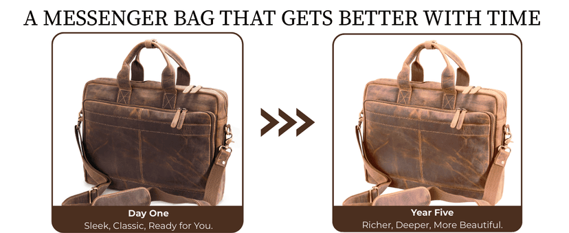 Leather Messenger Bag for Men - Laptop Case, Office Briefcase, Computer Satchel for Laptops