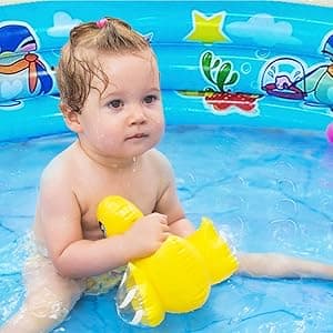 3 Rings Kiddie Pool for Toddler, 48”X12”,Kids Swimming Pool, Inflatable Baby Ball Pit Pool, Small Infant Pool (Blue)