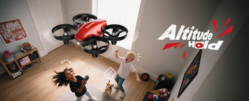 Veeniix V995 Red Mini Drone for Kids and Beginners,Indoor RC Quadcopter Plane with 3D Flips, 360° Rotation, Circle Fly, Auto Hover, Headless Mode, 21Mins 3 Batteries, Gift for Boys and Girls