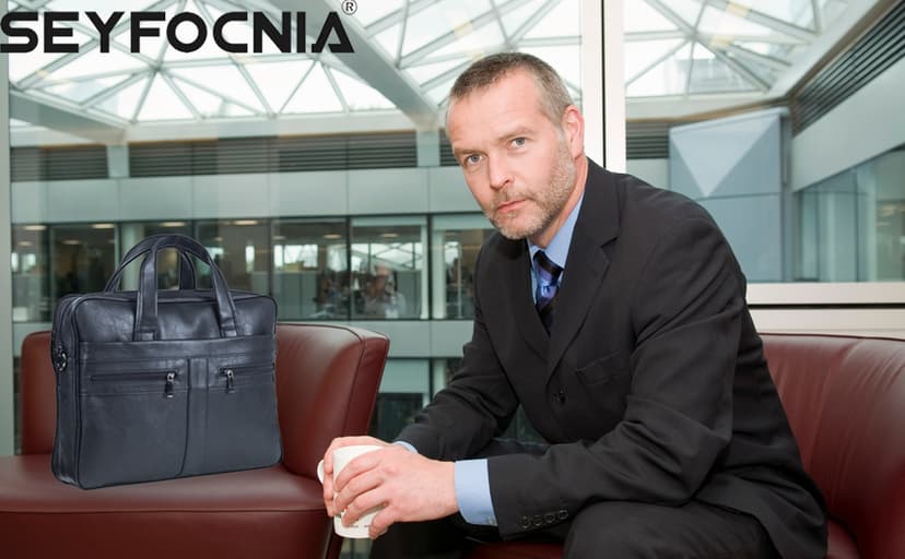 seyfocnia Men's Leather Messenger Bag, Laptop Briefcase Business Satchel Computer