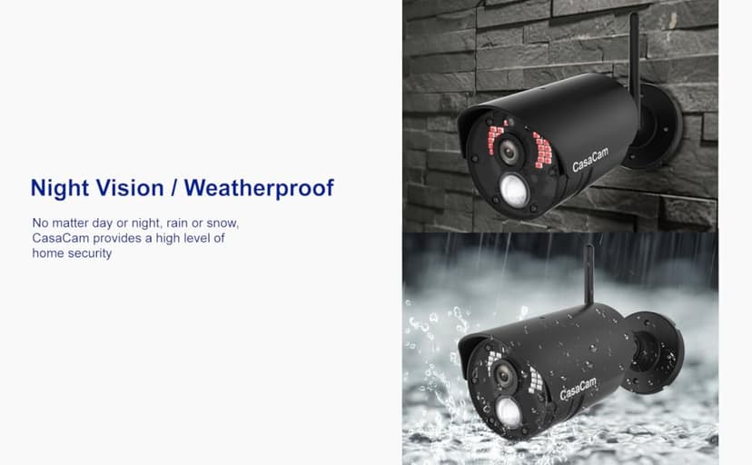 CasaCam Wireless Security Camera System | 7" Touchscreen Monitor and 2 720p Cameras | AC Powered, No Monthly Fees, Two-Way Audio, Free APP, Micro SD Card and Battery Installed, GuardianCam Air VS802