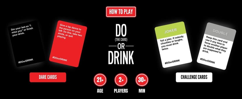 Do or Drink Drinking Card Games for Adults - Fun Adult Games for Game Night & Parties - 21st Birthday Gift & Bachelorette Party Games with 350 Cards & 175 Challenges That Will Get You Drinking