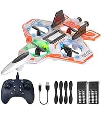 Rc Drone Remote Control Airplane -2.4GHz Foam V17 Jet Fighter Stunt,360° Drop-Resistant Stunt Spin Remote & Light RC Airplane with 2 Batteries for Kids Boys Girls (White)