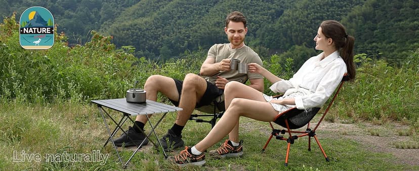 MARCHWAY Lightweight Folding Camping Chair, Portable Foldable Compact for Outdoor Camp, Travel, Beach, Picnic, Festival, Hiking, Backpacking, Supports 330Lbs (Orange)