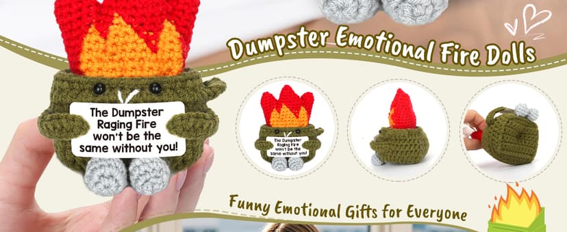 Funny Dumpster Crochet Fire, Bosses Day Gifts for Women Men Boss, Christmas Thank You Appreciation Gifts for Coworker Teacher Friend, Birthday Retirement Farewell Moving Going Away Gift Desk Decor