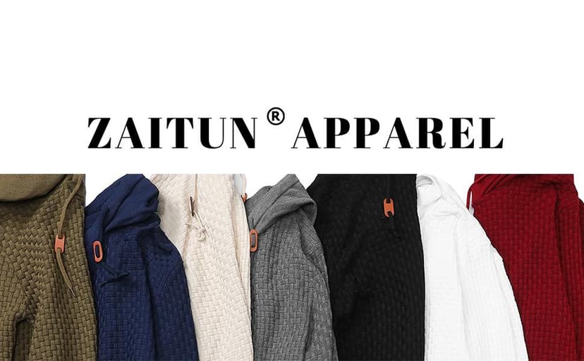 Zaitun Mens Hooded Sweatshirt Long Sleeve Solid Knitted Hoodie Pullover Sweater