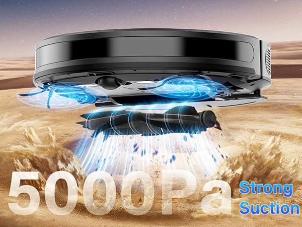 Tikom Robot Vacuum and Mop Combo, 5000Pa Robotic Vacuum Cleaner, 150 Min Max, App & Remote Control, Ideal for Hard Floor, Carpet, Pet Hair, Self-Charge(G8000 Max)