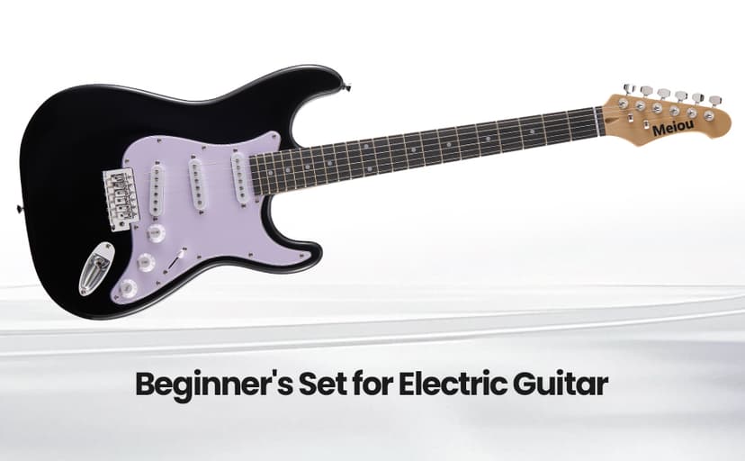 Meiou 39-Inch Electric Guitar Starter Kit ST Series-Complete starter kit with electric guitar, amp, strap, plectrum, tuner, strings, cable and guitar bag - Suitable for beginners (black)