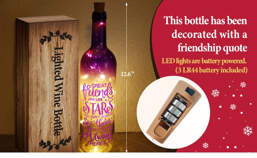 Christmas Gifts for Women - Best Christmas Gifts 2025 - Wine Bottle Lights with Cork - Light Up Lamp Decor for Home Decorations - Birthday Friendship Unique Gift for Womens Men Girls Boys Adults