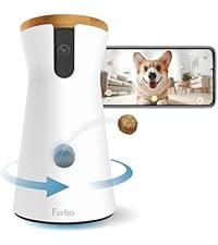 Furbo 360° Dog Camera: Pet Security Cam w/Barking Alerts, Rotating View, Treat Toss w/Phone App, Smart Home Puppy Monitoring, 2-Way Speaker, No Subscription Needed. Standard See, Talk, & Toss Features
