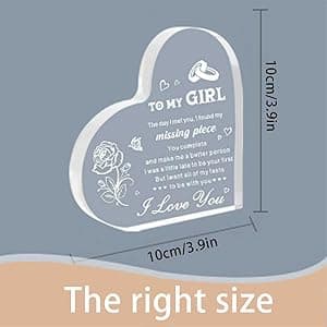 Gifts for Girlfriend, Birthday Anniversary Cute Presents for Women GF, I love you Romantic Gift Paperweights 3.9" x 3.9" Acrylic Heart Plaque, Christmas Gift for Her