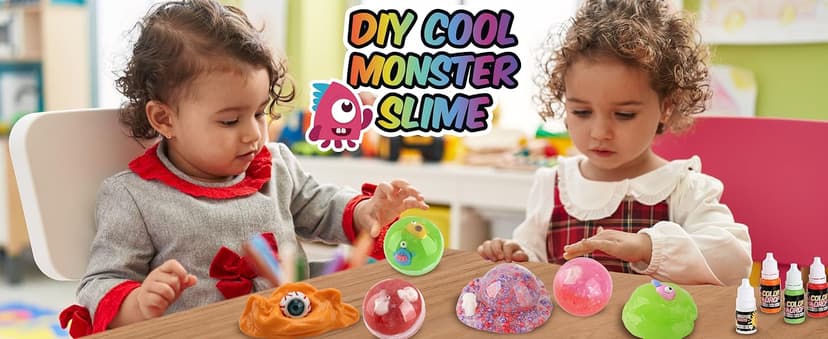Halloween Toy Monster Slime Kit for Girls Ages 6-12, FunKidz Glow in Dark Slime Making Kit for Kids Make Soft Slime Balls with Photochromic Powder Kid Ideal Party Gifts