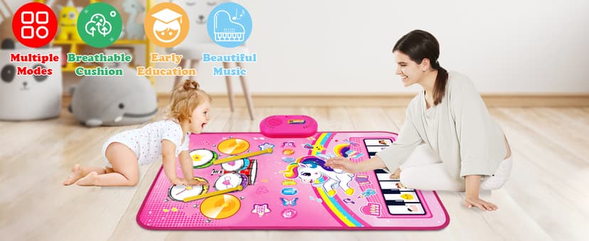 Toys for 1 Year Old Girl Gifts: Baby Musical Mat Toddler Toys Age 1-2 - 3 in 1 Piano Drum Animal Touch Unicorn Toys - Infant Music Toy 12-18 Months Babies Birthday Gifts for 1 2 3 Year Old Boys Girls