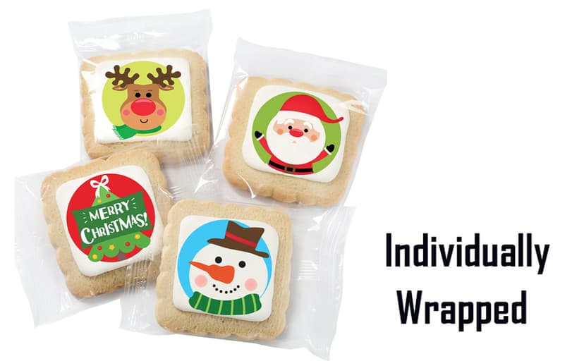 Christmas Cookies Gift Baskets Box for Men Women Kids | Holiday Cookie Treats decorated | Individually Wrapped Sugar | Nut Free | 4 Pack