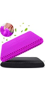 KYSMOTIC Gel Seat Cushion for Long Sitting (Large & Thick), Soft & Breathable, Gel Cushion for Wheelchair, Gel Chair Cushion for Hip Pain, Gel Seat Cushion for Office Chair (Black Cover)