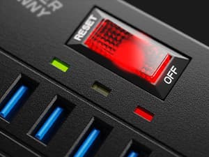 Power Strip, SUPERDANNY Surge Protector with 22 AC Outlets and 6 USB Charging Ports, 1875W/15A, 2100 Joules, 6.5Ft Flat Plug Heavy Duty Extension Cord for Home, Office, Dorm, Gaming Room, Black