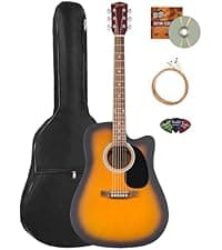 Fender FA Series Dreadnought Acoustic-Electric Guitar - 2-Color Sunburst Bundle with Gig Bag, Strings, Picks, and Austin Bazaar Instructional DVD