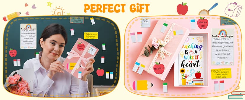 Xqumoi Teaching is A Work of Heart Sticky Notes Set Blackboard Self-Stick Note Pads Teacher Appreciation Gift Writing Memo Pads School Office Supplies
