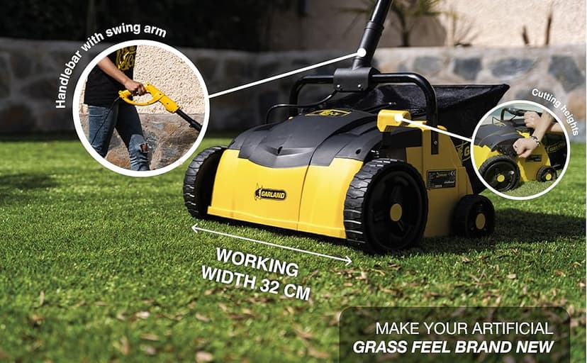 Artificial Turf Sweeper by Roll & Comb, Corded Electric Lawn Rake for Artificial Grass, Cool Gardening Gift, 25 Liter Leaf Collector, Model 302e, 19.8lb.