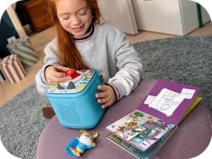 Toniebox 2 My First Farm Bundle for Kids 1+ with Soft and Squeezable Cow, Horse, and Pig - Sunset Red B0FJ2ZY48J