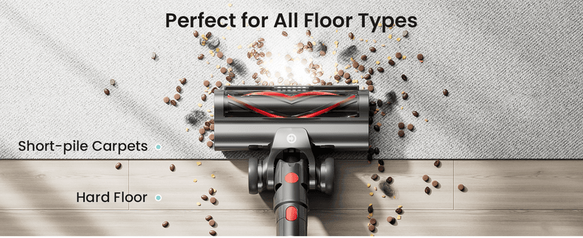 Cordless Vacuum Cleaner, Upgraded 580W 48KPA 65Mins Vacuum Cleaners for Home, Cordless Stick Vacuum Cleaner with Self-Standing and LED Screen, Anti-Tangle Wireless Vacuum for Pet Hair/Carpets/Floors