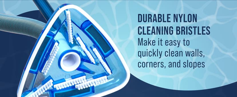 U.S. Pool Supply Weighted Transparent Triangular Pool Vacuum Head with Swivel Hose Connection and EZ Clip Handle - Connect 1-1/4" or 1-1/2" Hose - Removes Debris, Clean Corners - Safe for Vinyl Pools