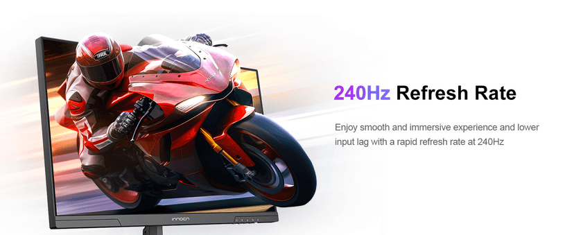 INNOCN 24.5" Monitor 1440P 240Hz QHD 2K PC Desktop Gaming Screen Fast IPS HDMI 2.1 Display, DisplayPort, Built-in Speaker, 25G2S