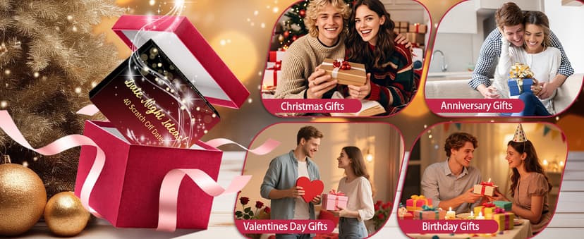 Christmas Romantic Gifts for Boyfriend Girlfriend,40 Scratch Off Date Night Ideas Card Games,Anniversary Couple Mens Gifts for Him,Her,Women,Men,Wife,Husband,Valentines Day,Wedding,Engagement