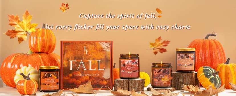 Fall Candles Set, 4 Pack Candles for Home Scented Natural Soy Wax, Autumn Gifts Set for Women Men, Fall Fragrance of Pumpkin/Cinnamon/Vanilla Cupcake/Apple B0F66HVPDY
