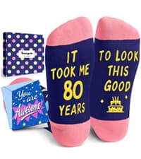 HAPPYPOP Birthday Gift Ideas for Women - Socks for 75 80 85 90 95 Year Olds, Elderly Gifts