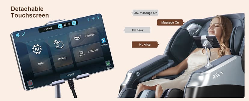 RELX Massage Chair Full Body, 20 Modes Zero Gravity SL-Track Shiatsu Massage Chair Built-in Heat System, Airbag Massage with Body Scan, Deep Yoga Stretch, Calfrest Extension and AI Control(Black)