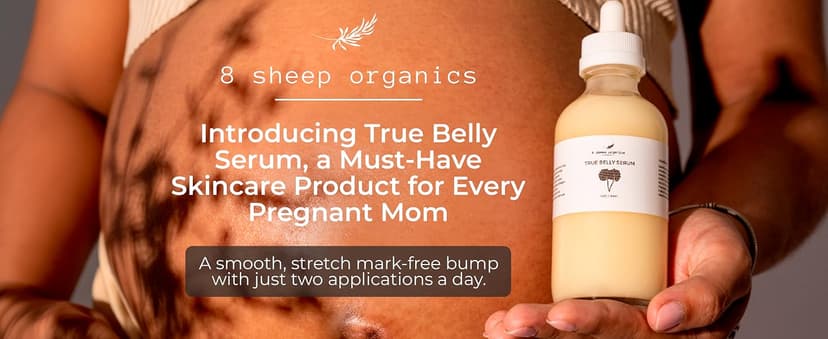 Triple-Weighted Hyaluronic Acid, Centella Asiatica, Supports Hydration & Skin Elasticity, Made in USA in Small Batches 8 Sheep True Belly Serum, Pregnancy-Safe Belly Oil, 4 FL OZ B0FVG9NS7G