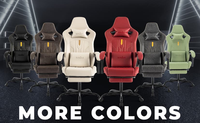 Gaming Chair with Footrest Ergonomic Computer Chair Massage Lumbar Cushion, Racing Video Game Chair Adjustable Rocker Recliner Executive Office Desk Chair Fabric for Adults